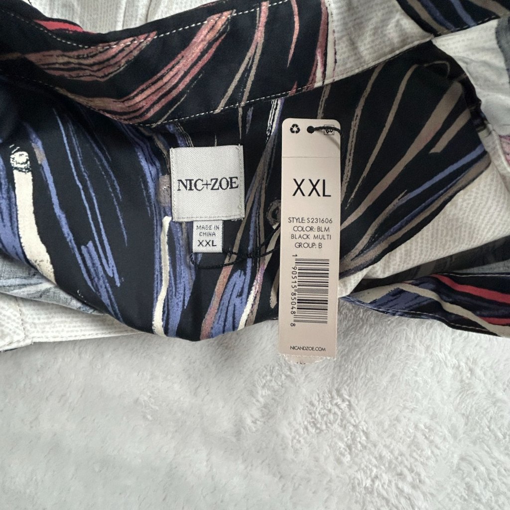 Nic+Zoe Womens Floral Button-Up Shirt Top Xxl Black Multi Cotton Blend New — image 3 of 8